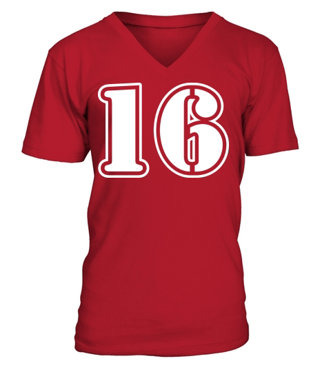 16 Number symbol V-Neck T-shirt