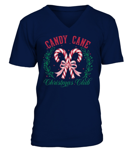 Candy cane Christmas Club V-Neck T-shirt