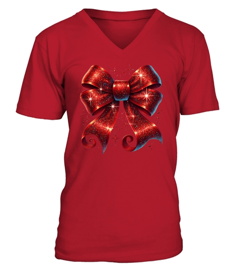 Christmas Coquette Bow 9 03 V-Neck T-shirt
