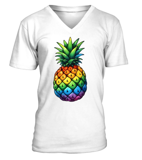 Colorful Pineapple V-Neck T-shirt