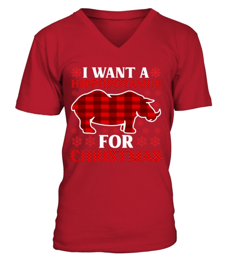 I Want A Hippopotamus For Christmas V-Neck T-shirt
