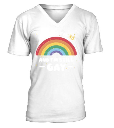 Rainbow Age 38 Years Gay Pride LGBT Pride Month V-Neck T-shirt