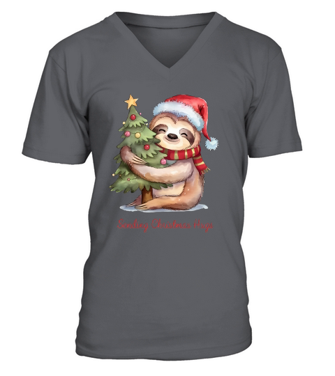 Sending Christmas Hugs Vintage Christmas 02 V-Neck T-shirt