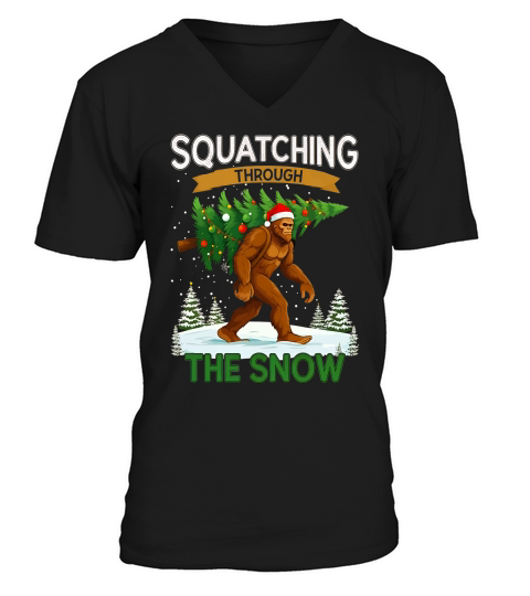 Squatching Through The Snow 2 V-Neck T-shirt