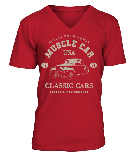USA Vintage muscle cars tee poster graphics (1) V-Neck T-shirt
