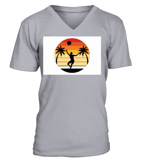 vibes t shirt design  black silhouette of volleyba (7) V-Neck T-shirt