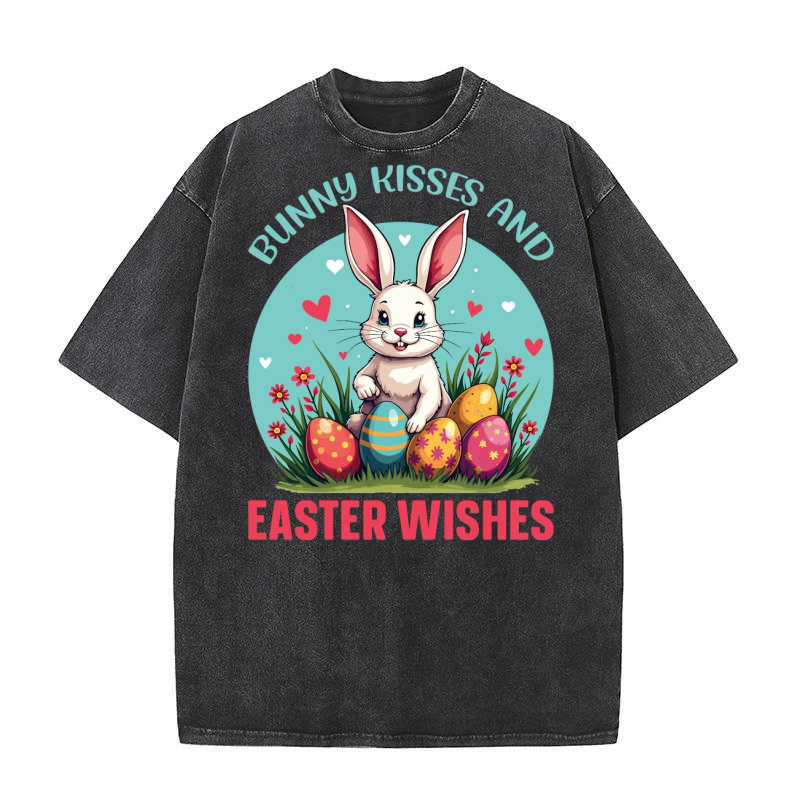 Bunny Kisses and Easter Wishes Washed T-Shirt
