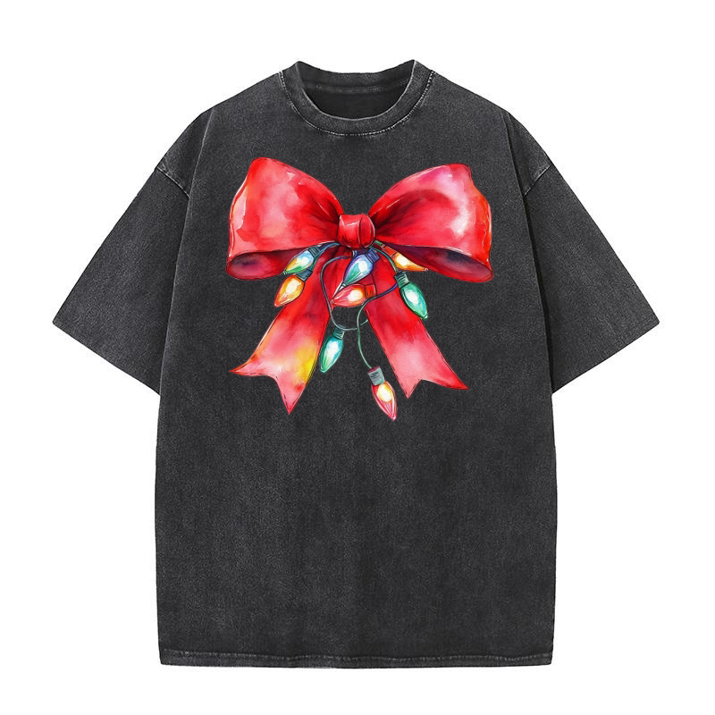 Christmas Bow 7 Washed T-Shirt