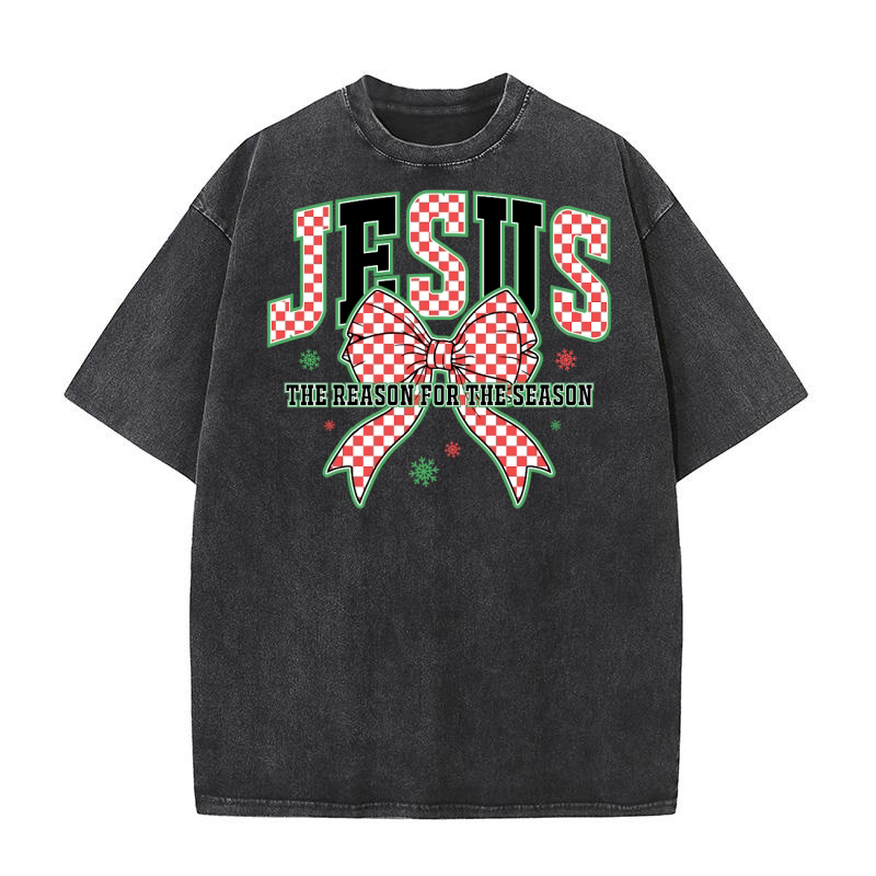 Coquette Jesus Christmas The reason for the season Washed T-Shirt