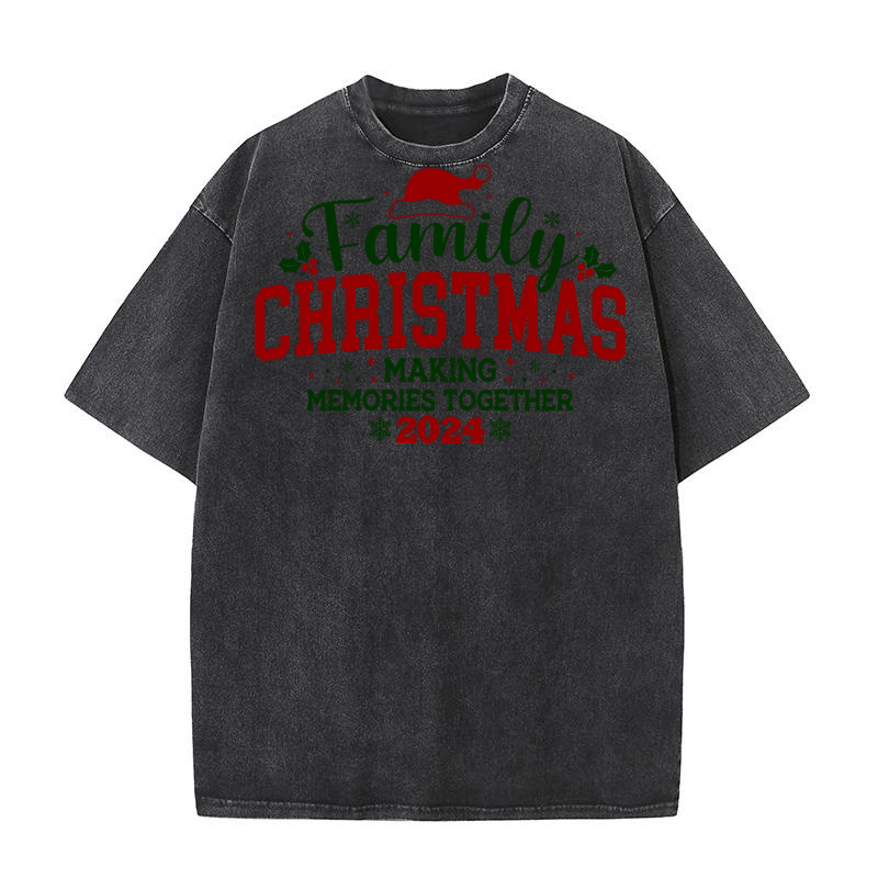 Family Christmas Making Memories Together 2024 Washed T-Shirt