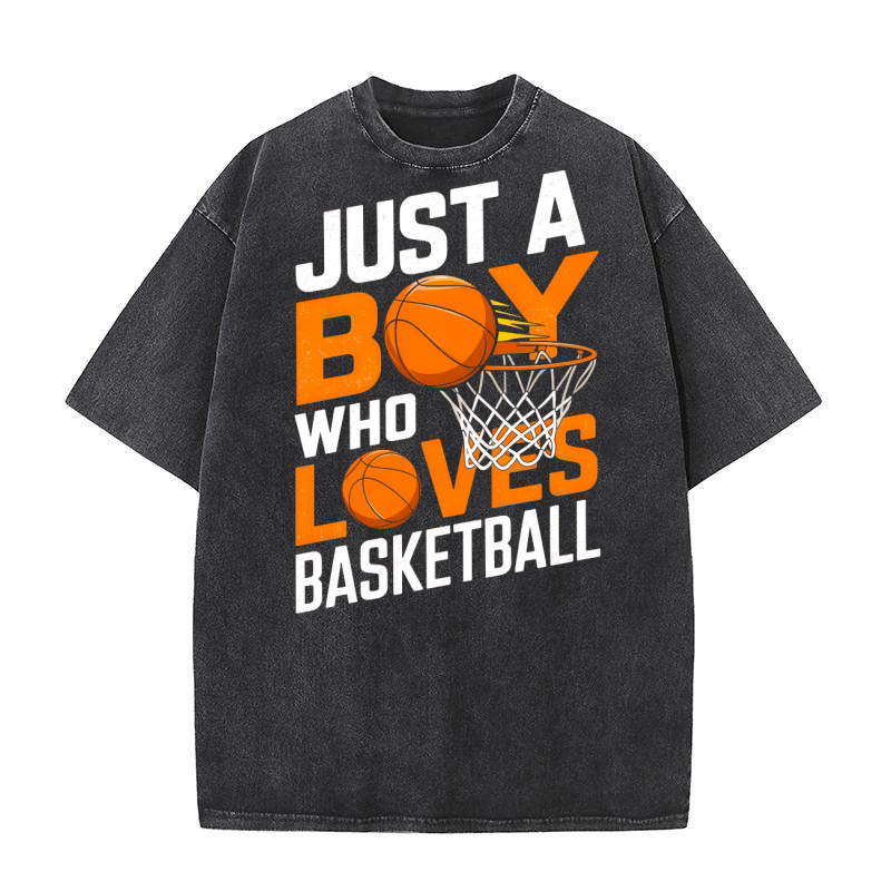 Just Boy Who Loves Basketball Washed T-Shirt