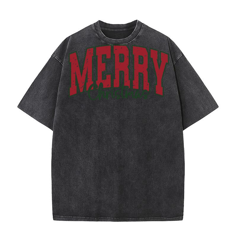 MerryChristmasVarsity2 Retro Washed T-Shirt