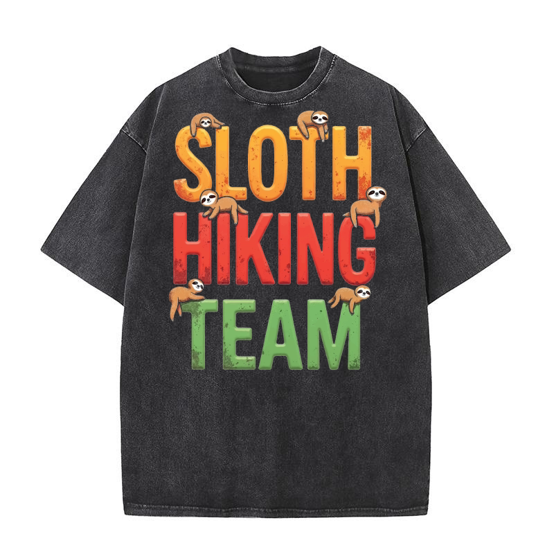 Sloth hiking team Washed T-Shirt