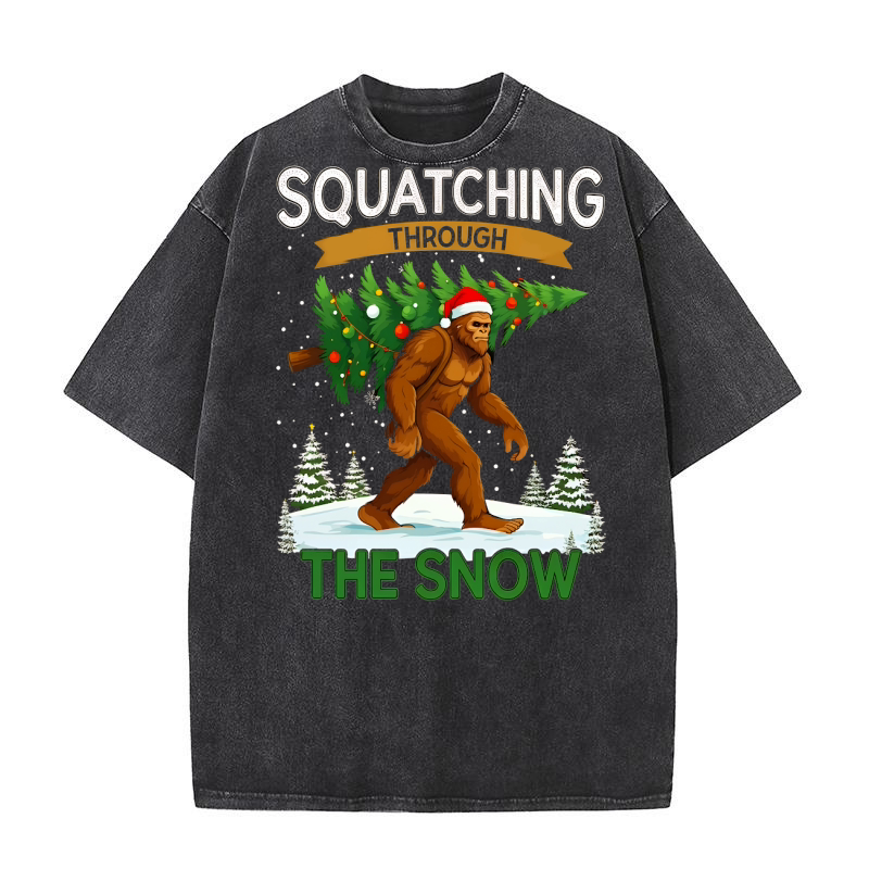 Squatching Through The Snow 2 Washed T-Shirt