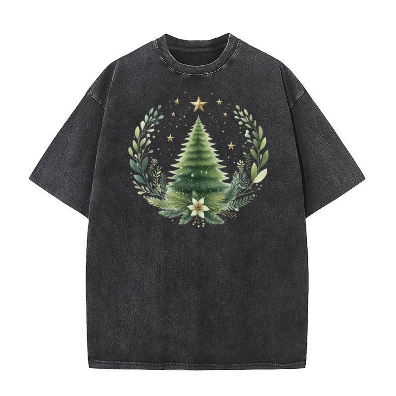 Watercolor Christmas tree Clipart 03 Washed T-Shirt