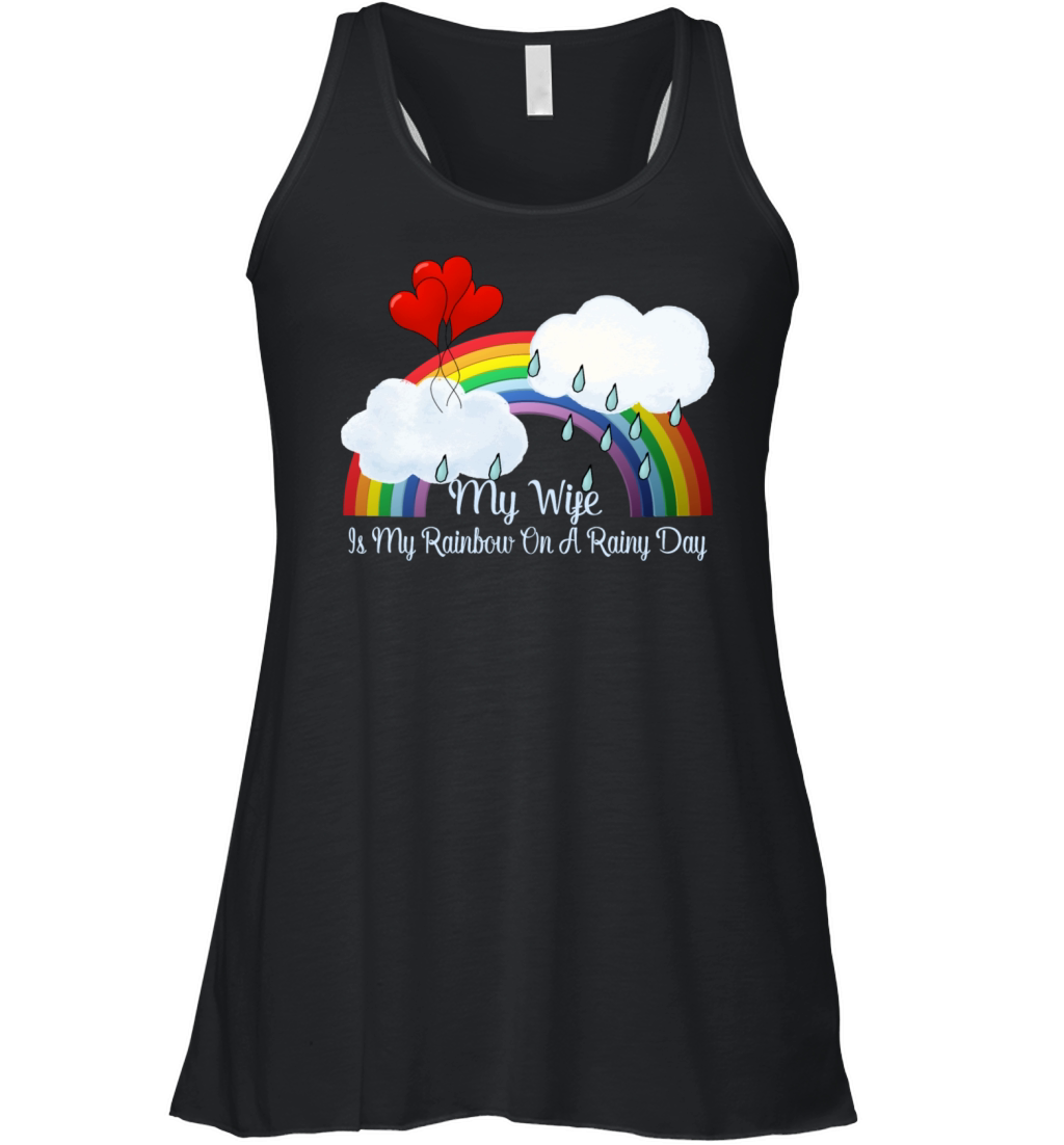 Wife Is My Rainbow On Rainy Day Women's Flowy Tank Top