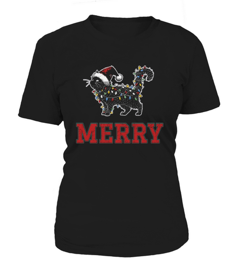 MERRY CAT WRAPPED BY CHRISTMAS LIGHTS D Color 1 Women's T-Shirt
