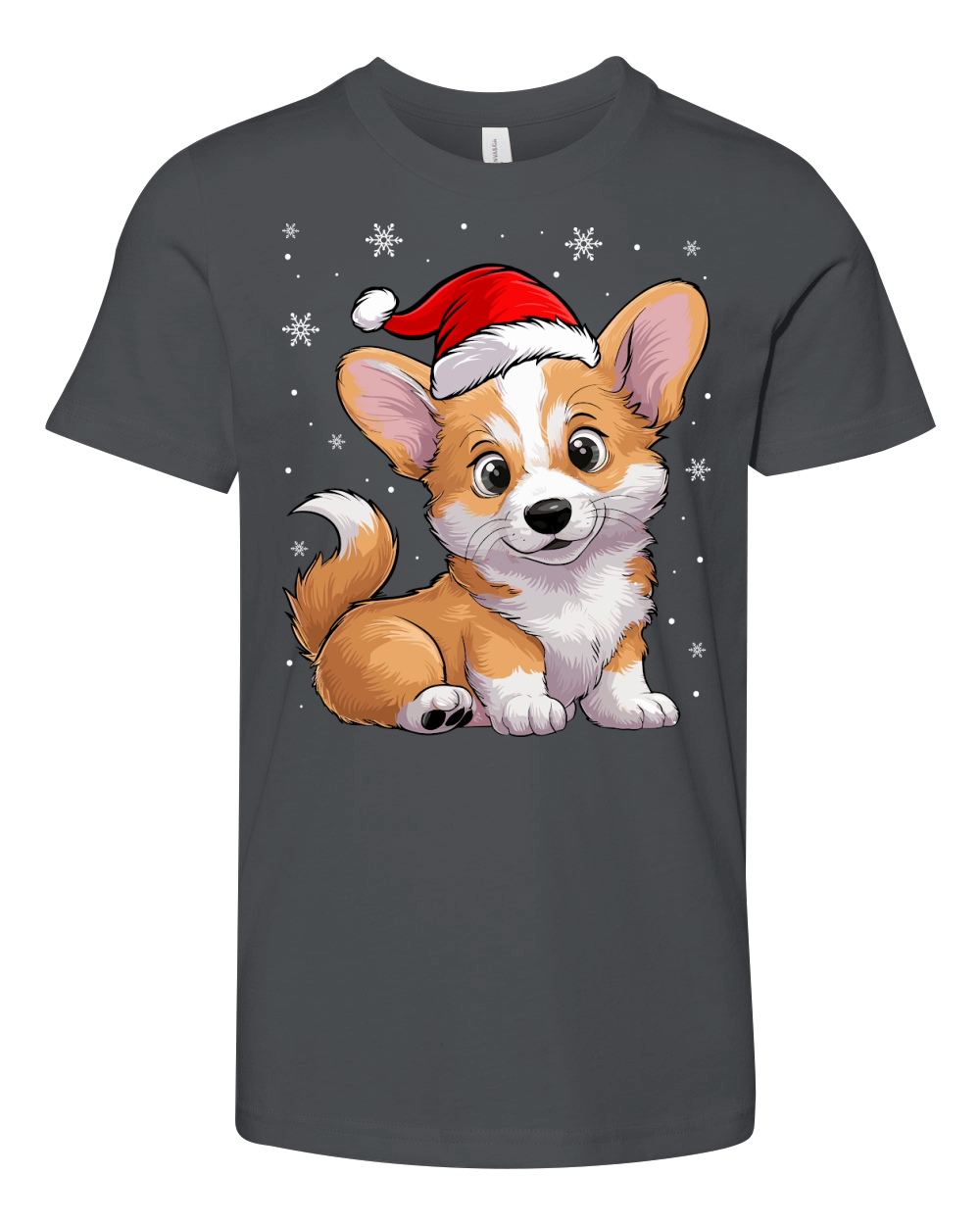 adorable corgi dog wearing santa hat Youth Unisex Jersey Tee