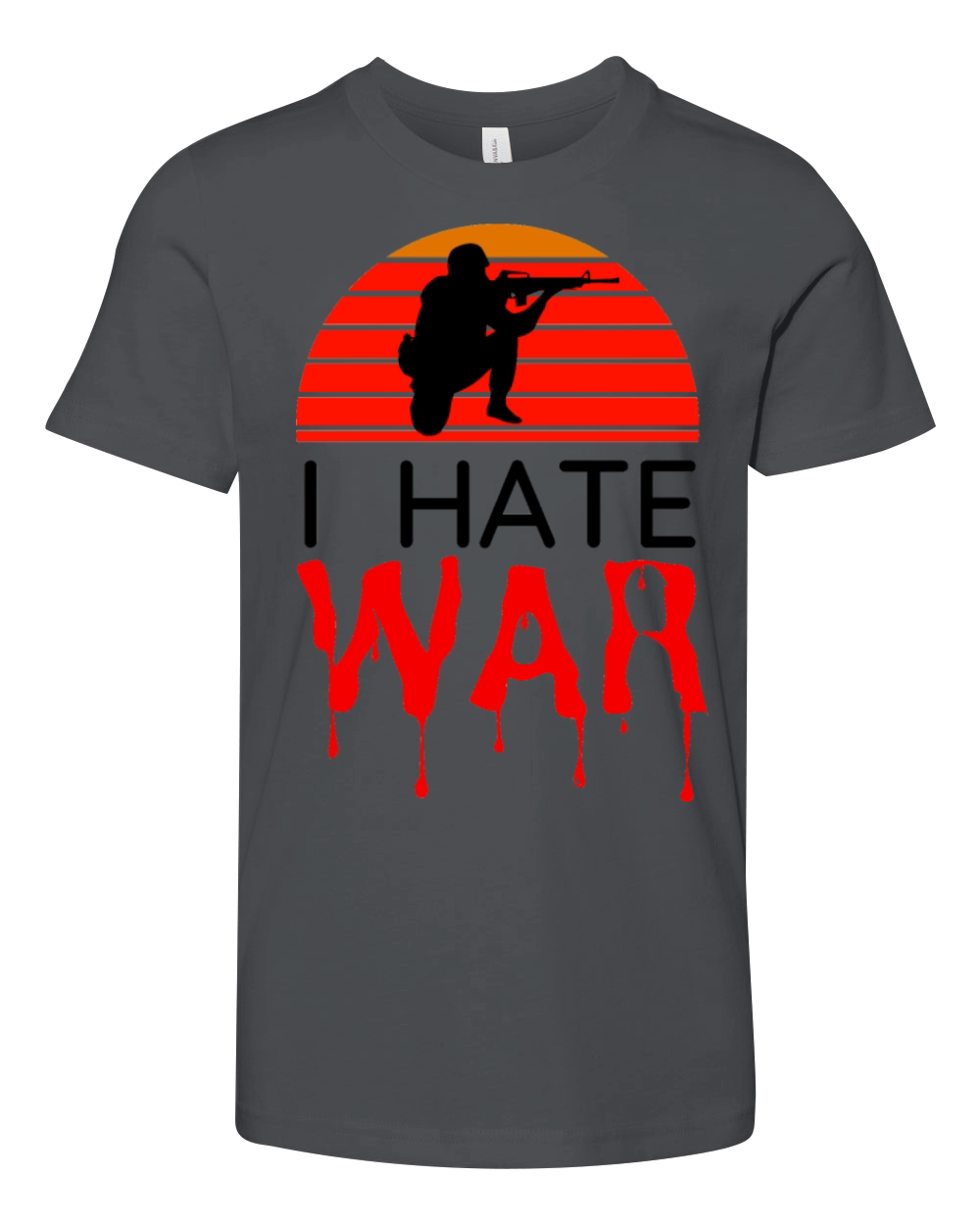 Hate war bloody text retro vintage design Youth Unisex Jersey Tee