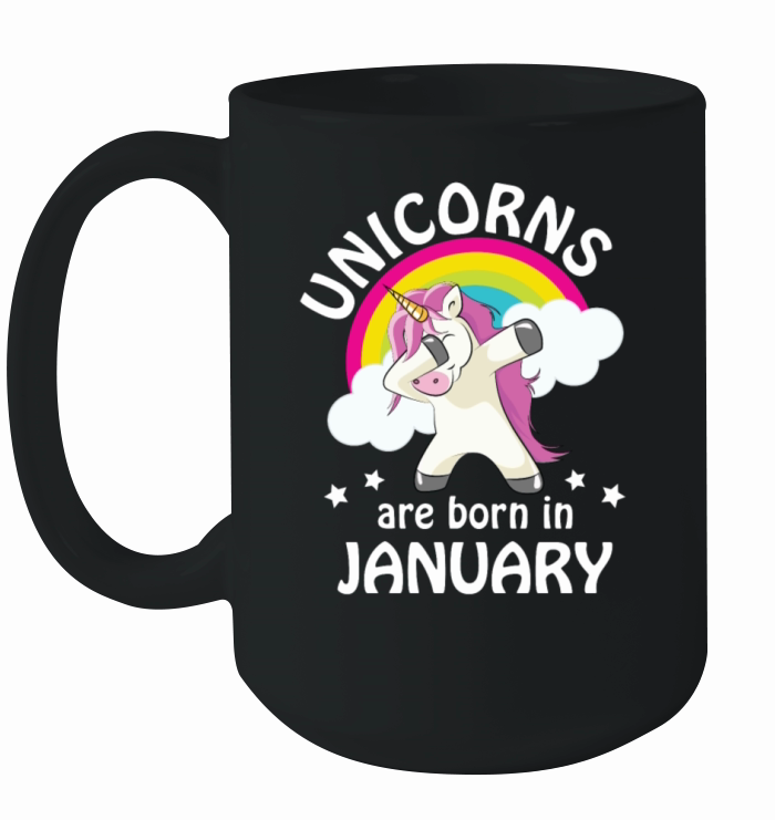 Unicorns are Born in January Ceramic Mug