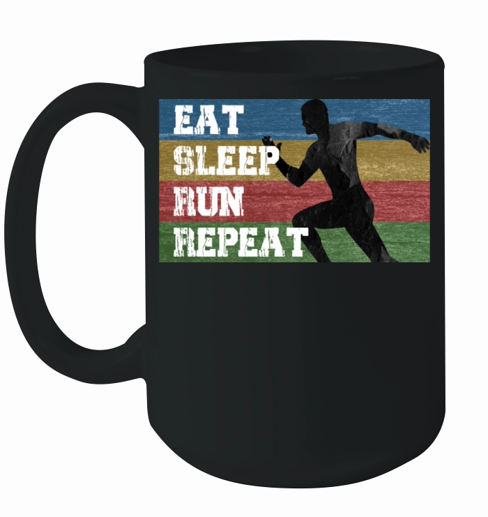 Vintage Retro Eat Sleep Run Repeat Funny Running Ceramic Mug