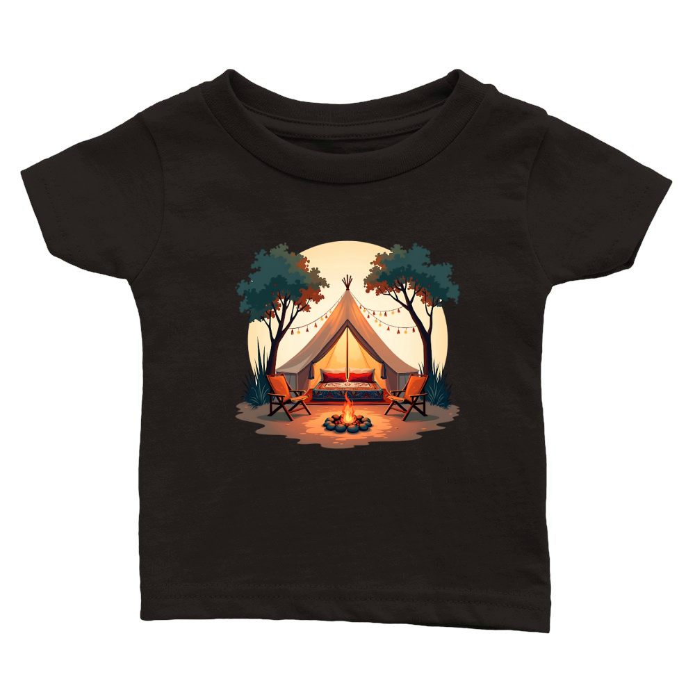 Camping Tent and Firepit Classic Baby Crewneck T-shirt