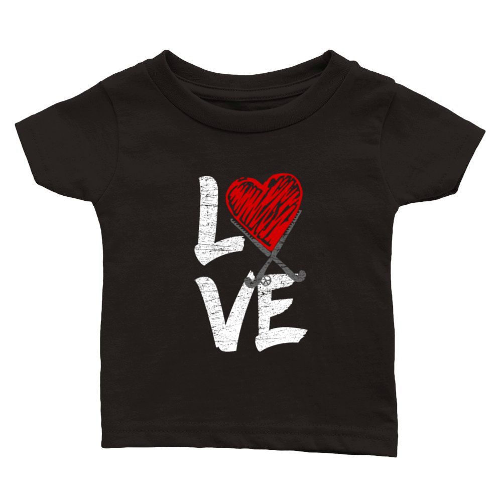 I LOVE Field Hockey player gift idea Classic Baby Crewneck T-shirt