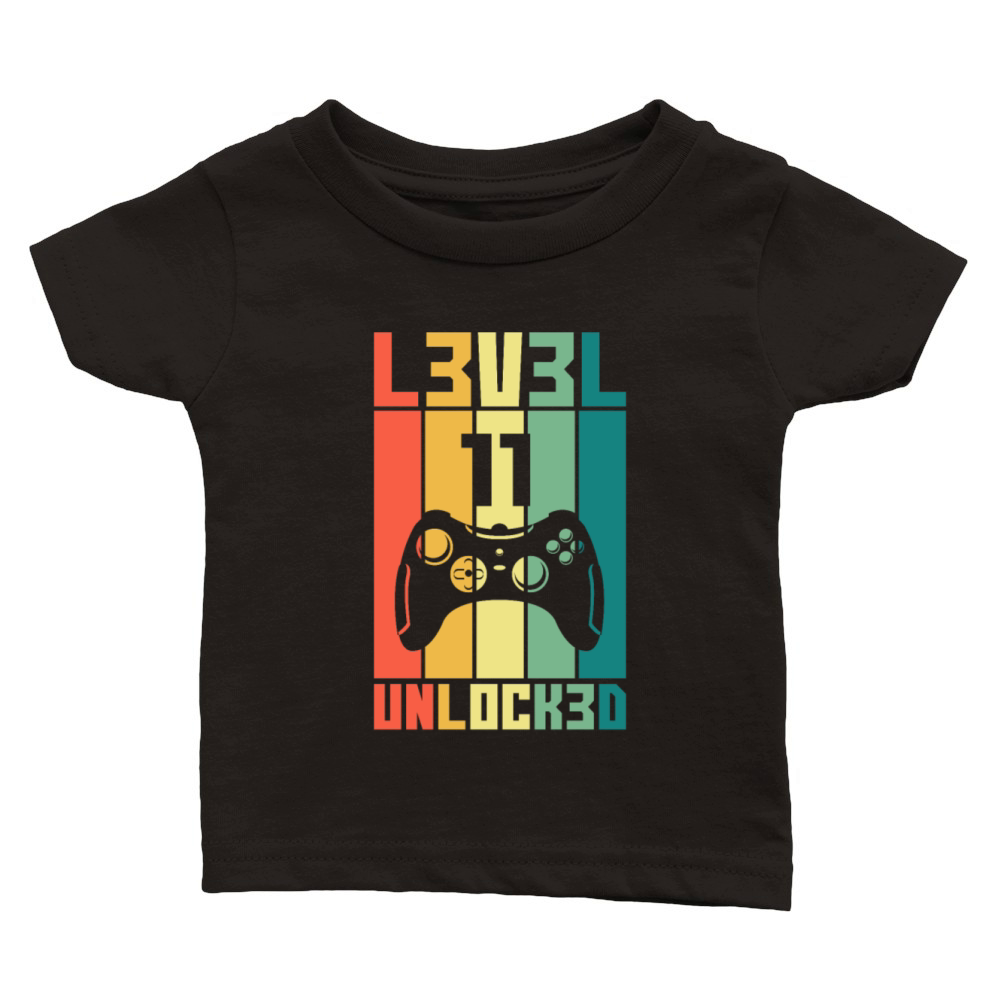 Level 11 Unlocked Vintage Gamer 11th Birthday Gift Classic Baby Crewneck T-shirt