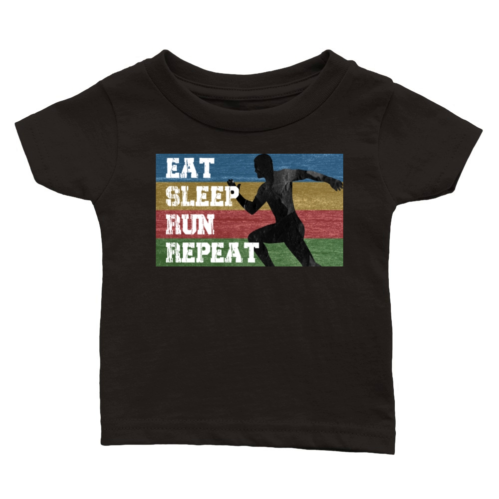 Vintage Retro Eat Sleep Run Repeat Funny Running Classic Baby Crewneck T-shirt