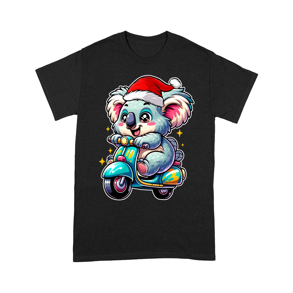 adorable Koala Riding Scooter wearing santa hat 1 Comfort T-shirt