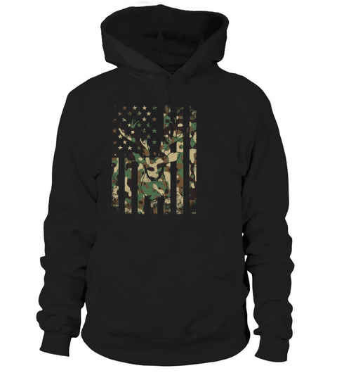 Camo US Flag Deer Skull Vintage Hunting 1 Hoodie Unisex