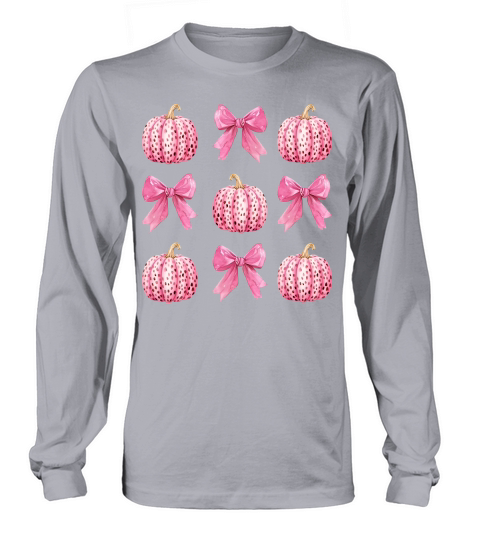 Pink Coquette Bows and Pumpkins Long sleeved Unisex