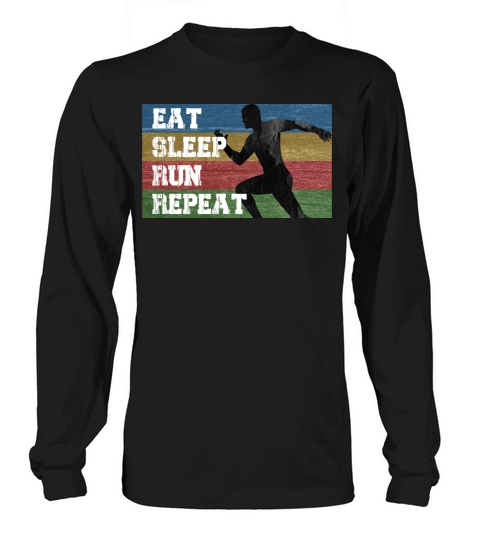 Vintage Retro Eat Sleep Run Repeat Funny Running Long sleeved Unisex