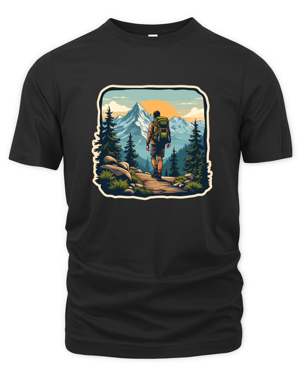 Mountain explorer hiking adventure Illus 17 Organic Unisex T-shirt