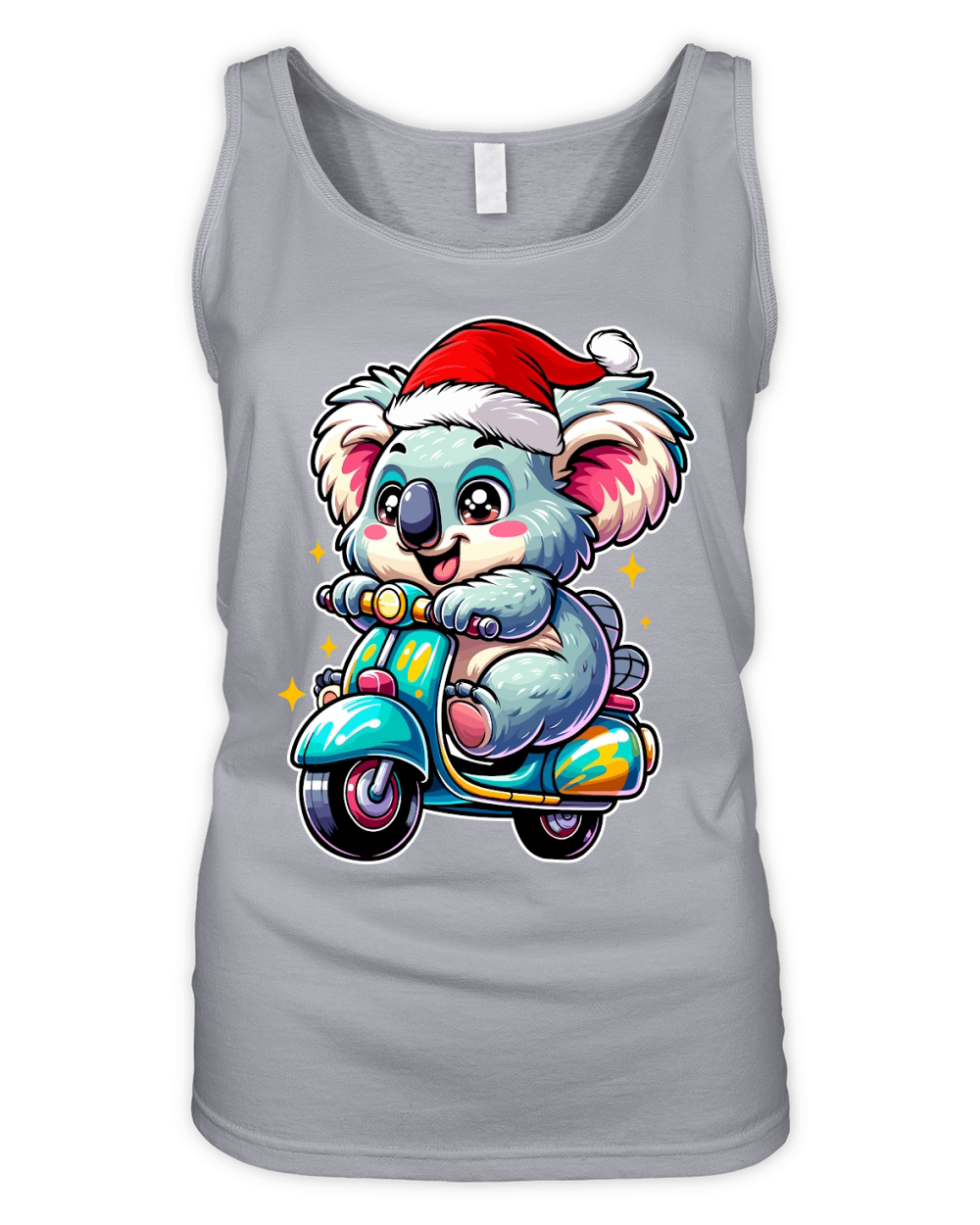 adorable Koala Riding Scooter wearing santa hat 1 Organic Women's Tank Top