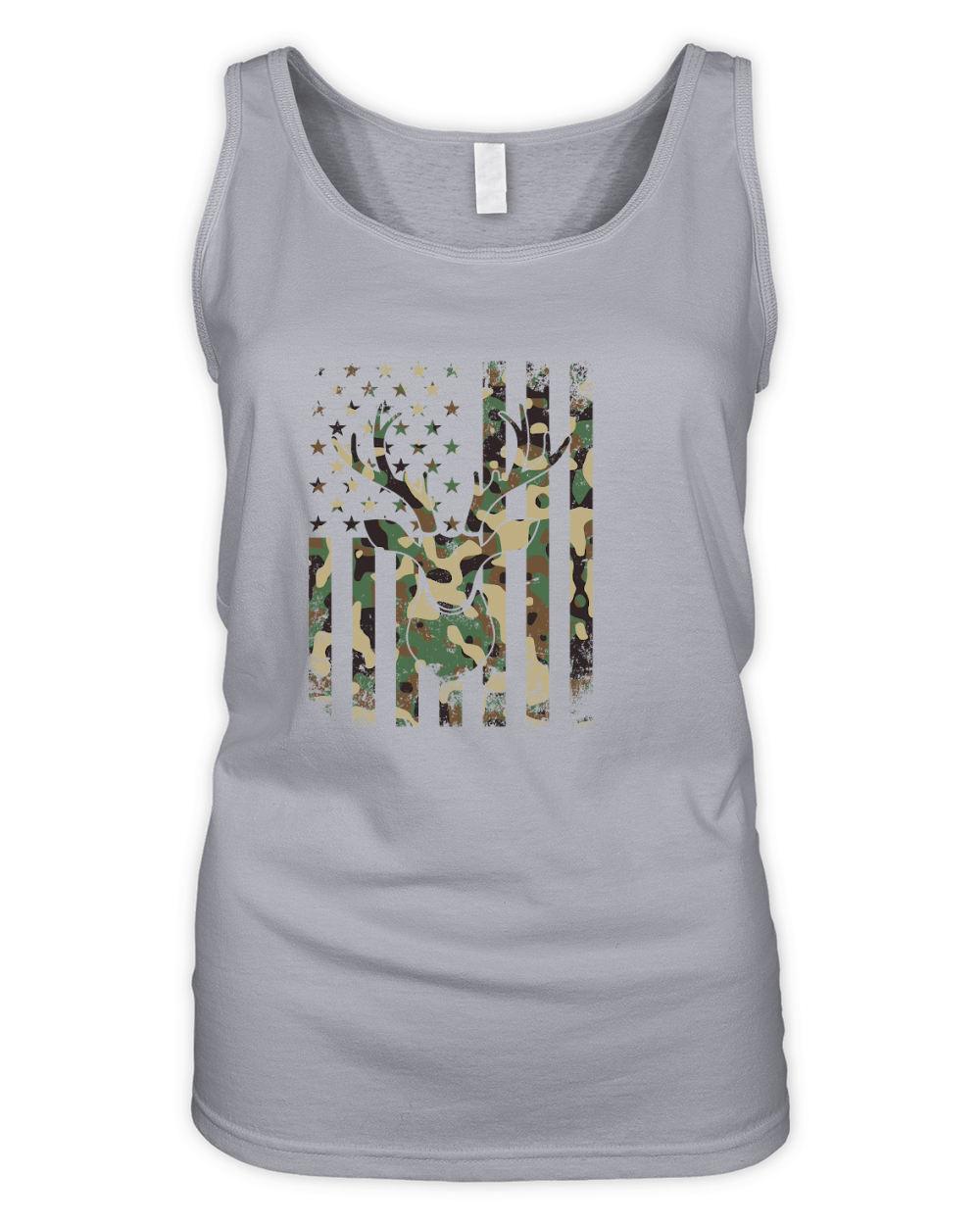 Camo US Flag Deer Skull Vintage Hunting 1 Organic Women's Tank Top