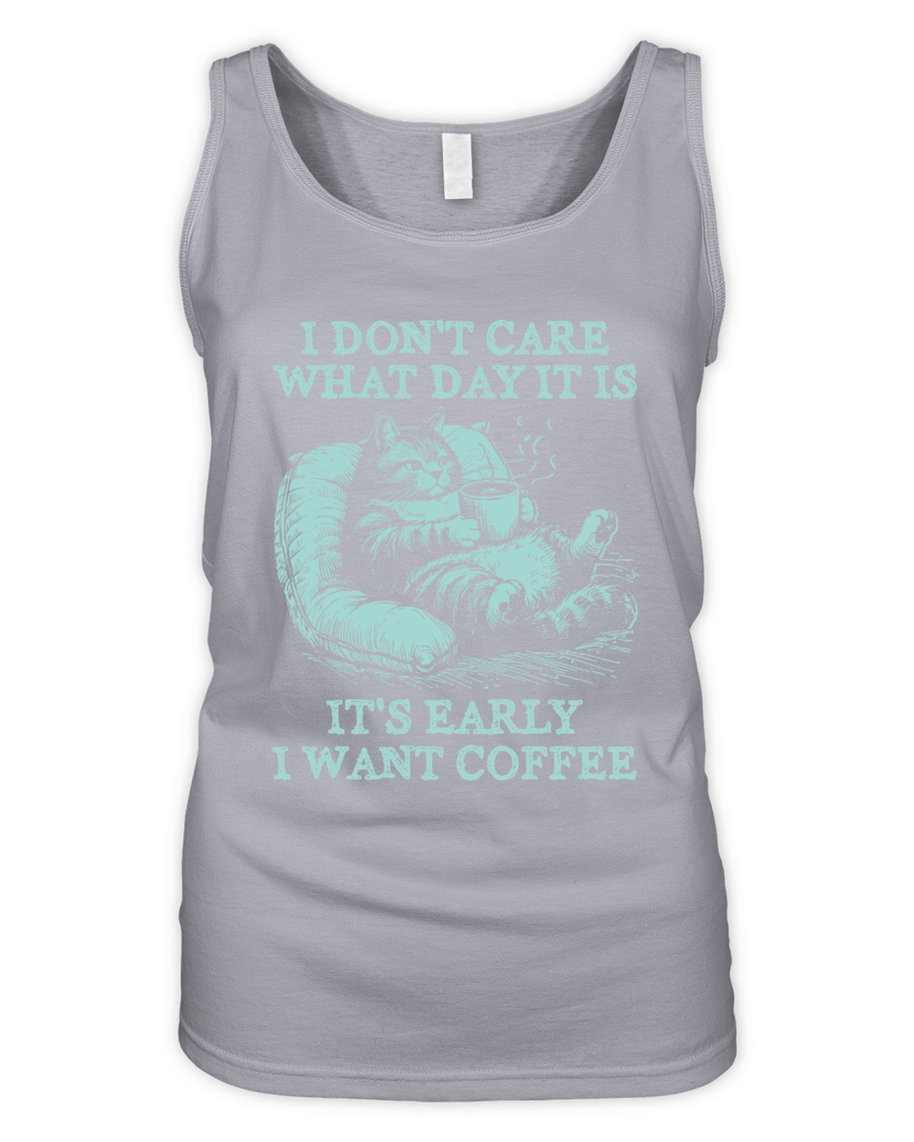 Cat Don’t Care Just Want Coffee D Green Organic Women's Tank Top