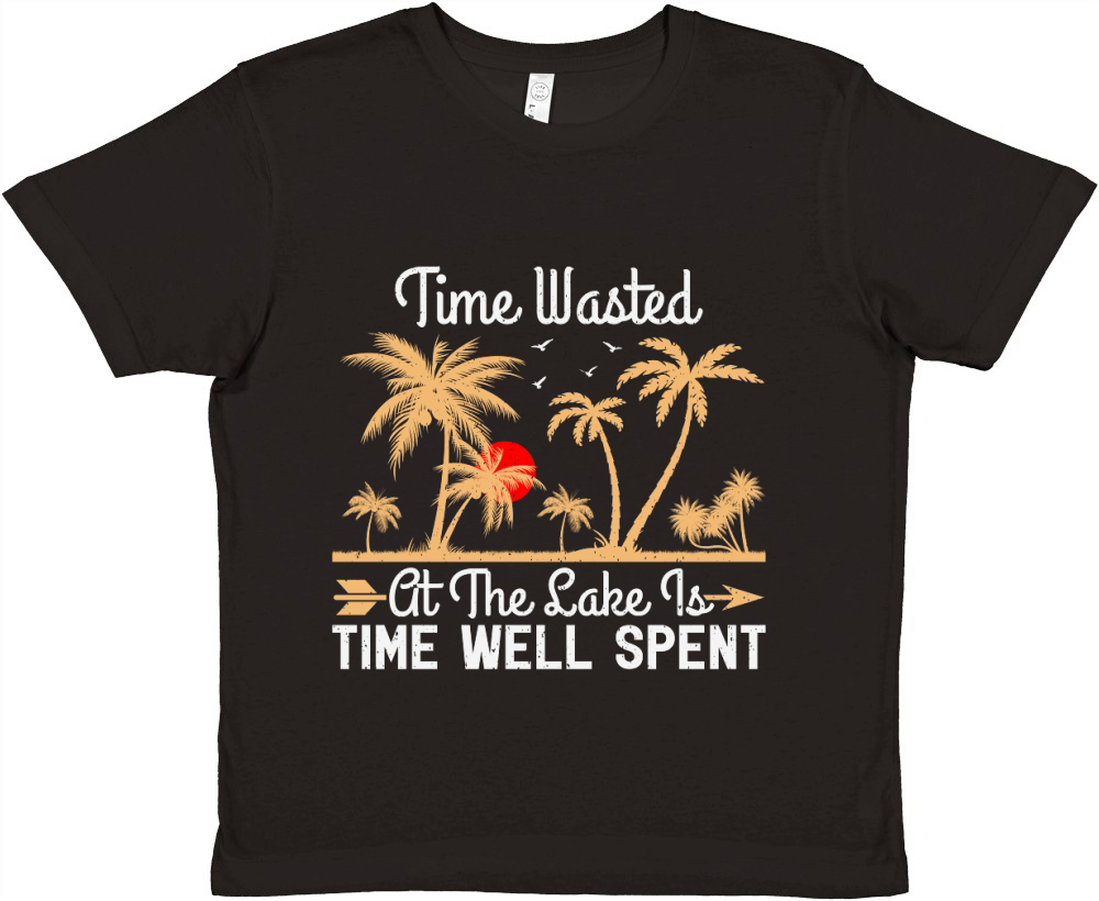 Beach Summer Time Wasted at the Lake is Time Well spent Premium Kids Crewneck T-shirt