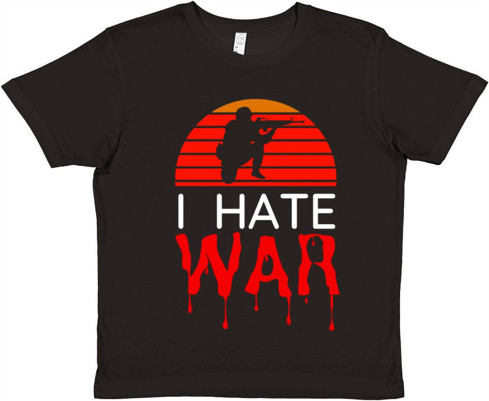 Hate war bloody text retro vintage design Premium Kids Crewneck T-shirt