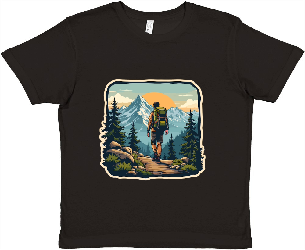 Mountain explorer hiking adventure Illus 17 Premium Kids Crewneck T-shirt