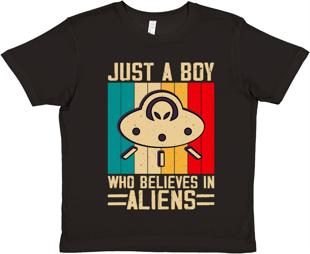 Vintage UFO Alien  Just A Boy Who Believes In Aliens 4 Premium Kids Crewneck T-shirt
