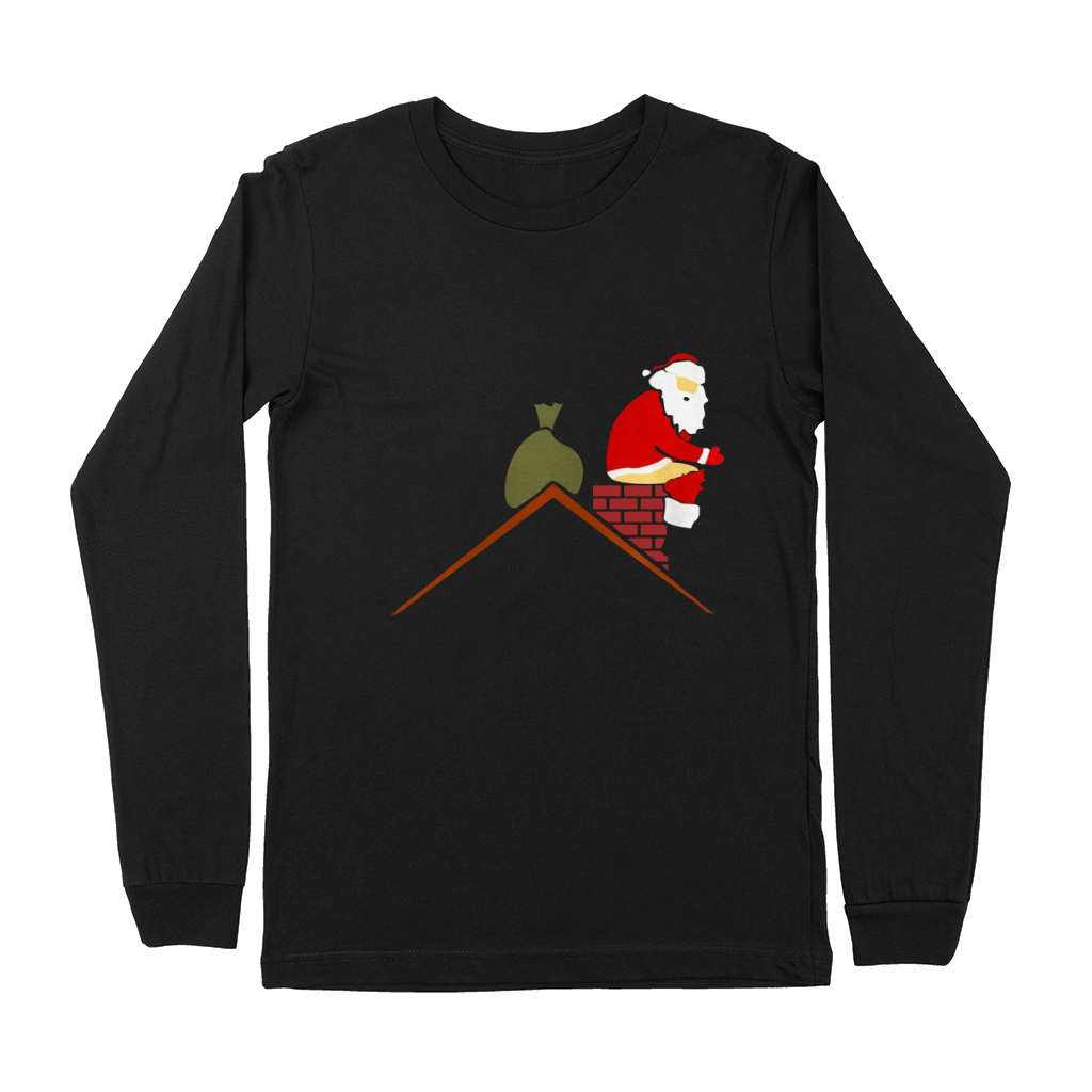 Santa Claus in chimney poops color Premium Long Sleeve