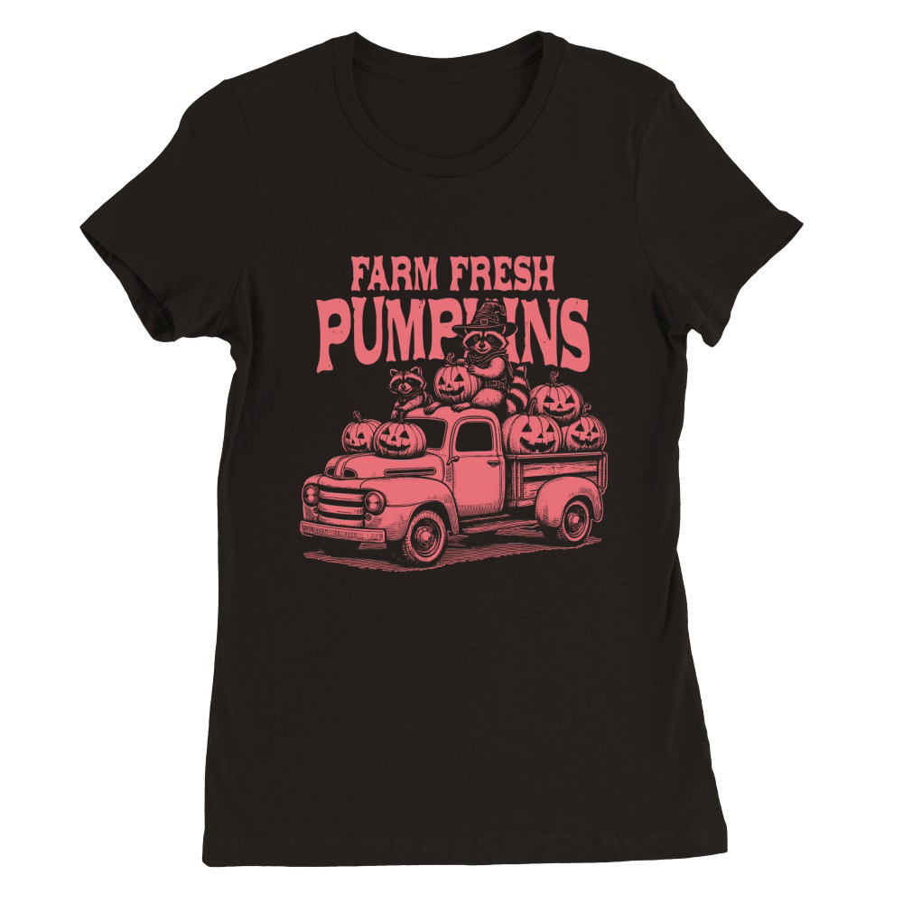 Farm fresh pumpkins Raccoon D Red Premium Womens Crewneck T-shirt