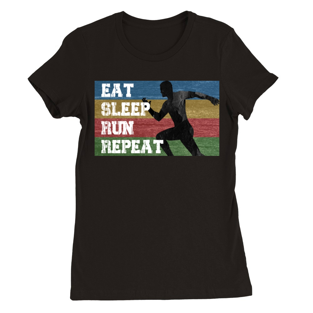 Vintage Retro Eat Sleep Run Repeat Funny Running Premium Womens Crewneck T-shirt