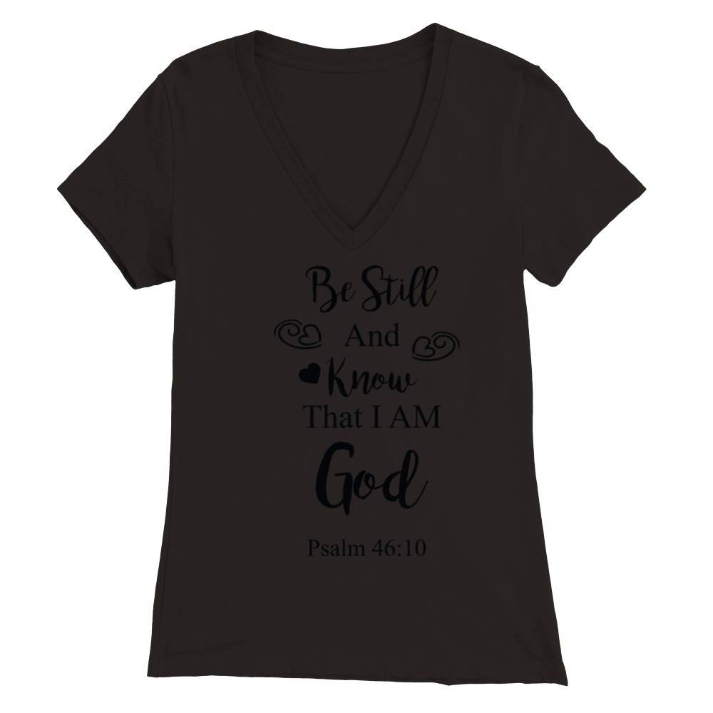 Be Still And Know That I Am God - Christian Quote Premium Womens V-Neck T-shirt