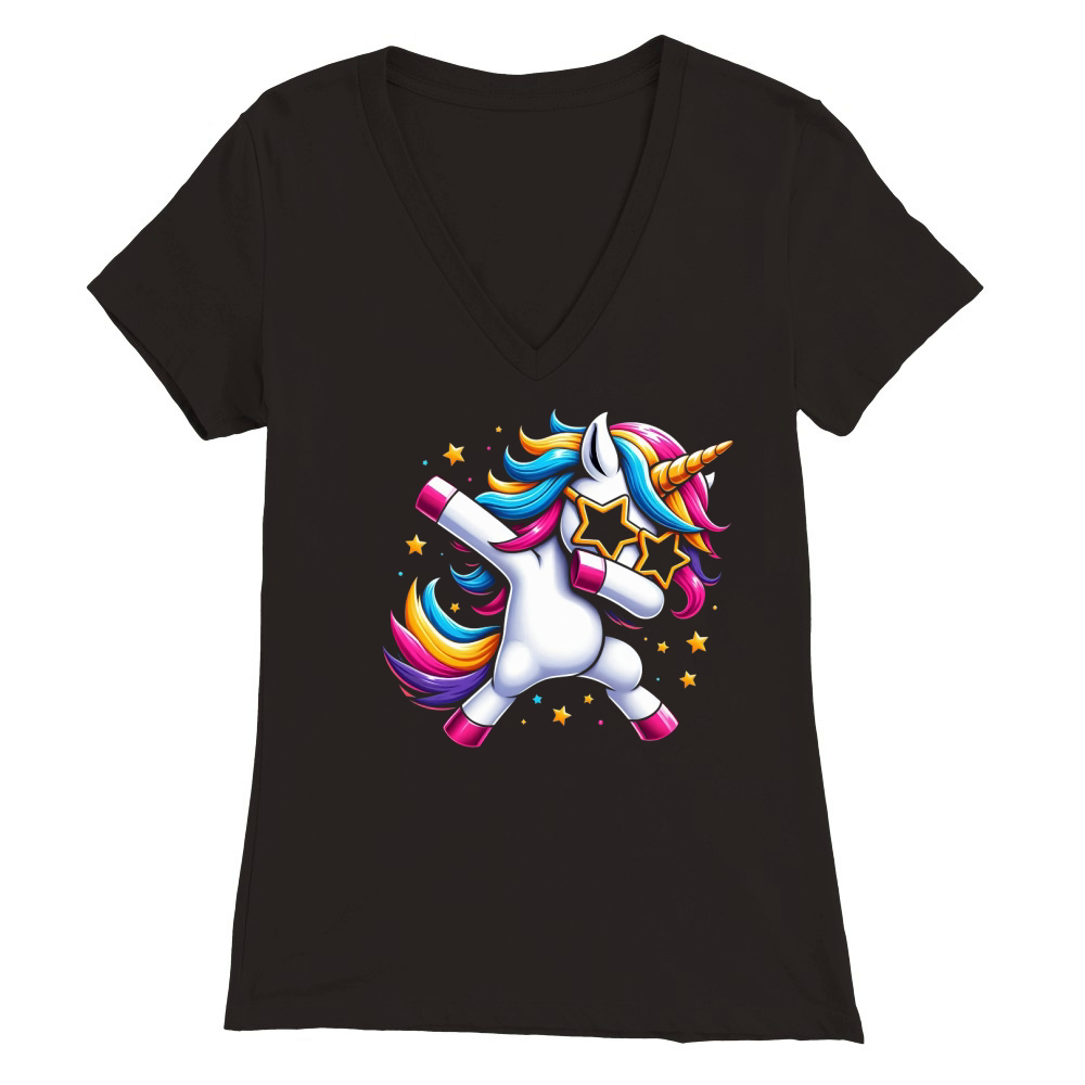 Dabbing Unicorn Premium Womens V-Neck T-shirt