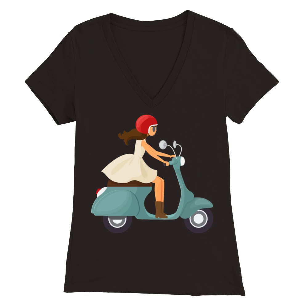 Girl on scooter Premium Womens V-Neck T-shirt