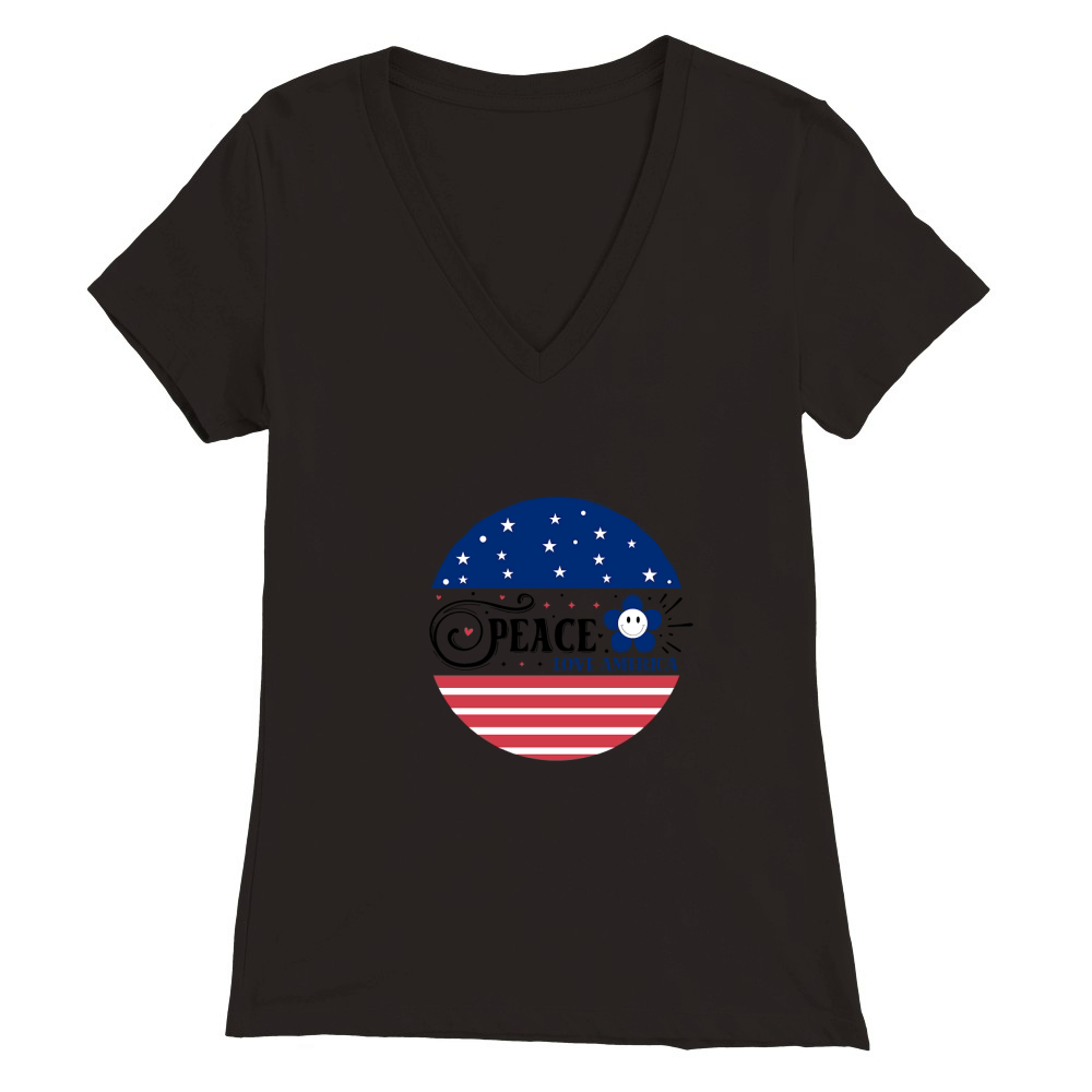 Peace Love America 03 Premium Womens V-Neck T-shirt