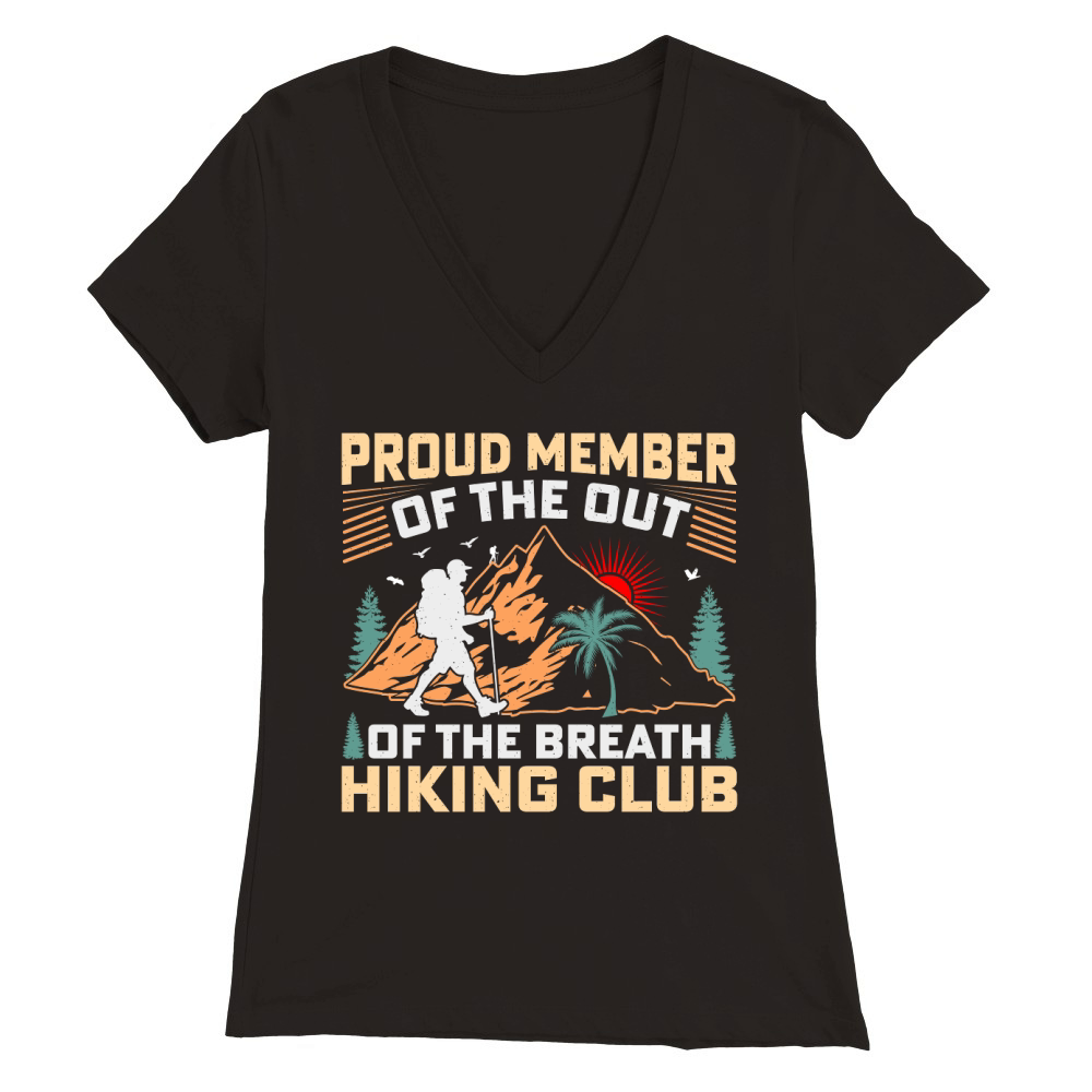 Proud Member Vintage Hiking Club Premium Womens V-Neck T-shirt