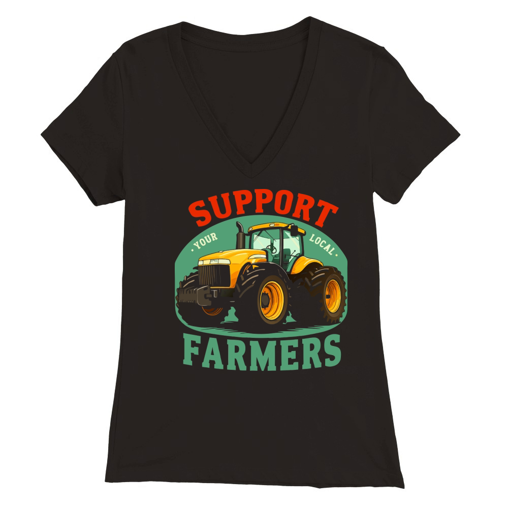Support Farmer Tractor Your Local Premium Womens V-Neck T-shirt